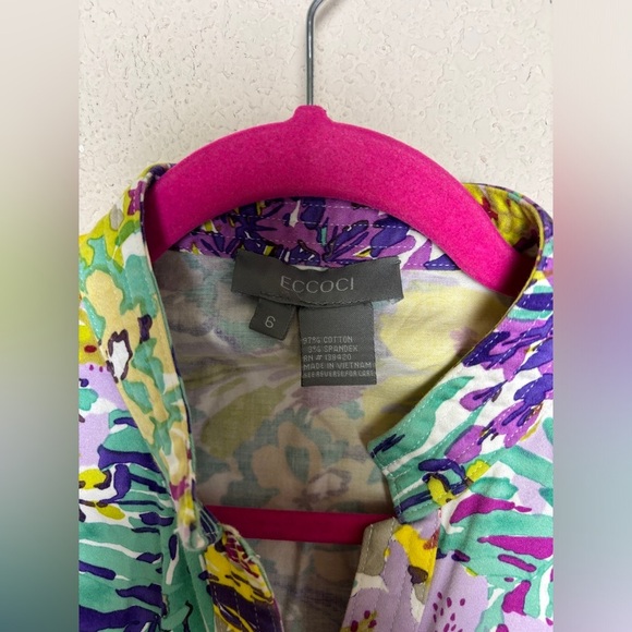 Eccoci Multi Tropical Floral Sleeveless Button Down Blouse and Skirt Combo 6 - Picture 6 of 9